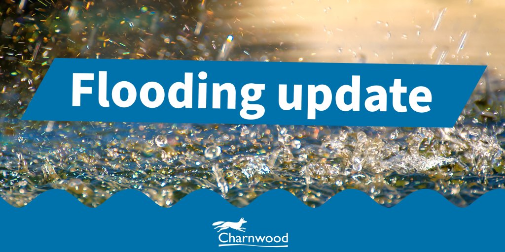 The image illustrates precipitation with the words flooding update alongside the Council logo