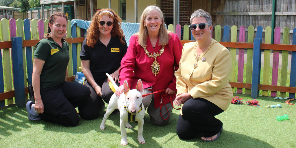 The Mayor of Charnwood, Cllr Dr Julie Bradshaw MBE, and the Mayoress Julie Ellerbeck paying a visit to Dogs Trust Loughborough on Thursday June 20.