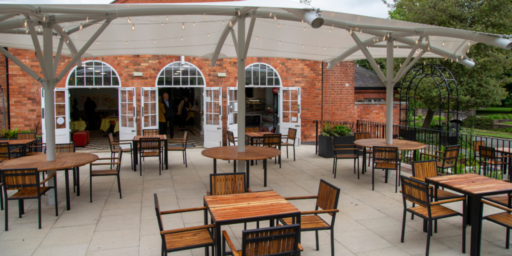 Improved outdoor seating area at Queen's Park Cafe in Loughborough
