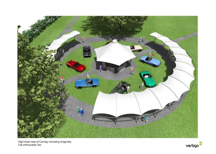 Photo shows artist impression of new multi-use canopy in Southfields Park