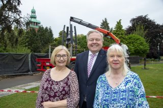 Pictured are Cllr Jennifer Tillotson, Town Deal Board Chair Martin Traynor OBE and Cllr Anne Gray