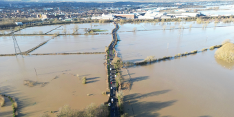 The image shows flooding around Cotes near Loughborough on 7 January 2025