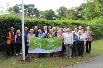 Photo shows Forest Road Greenbelt in Loughborough after its Green Flag Community Award was retained for another year